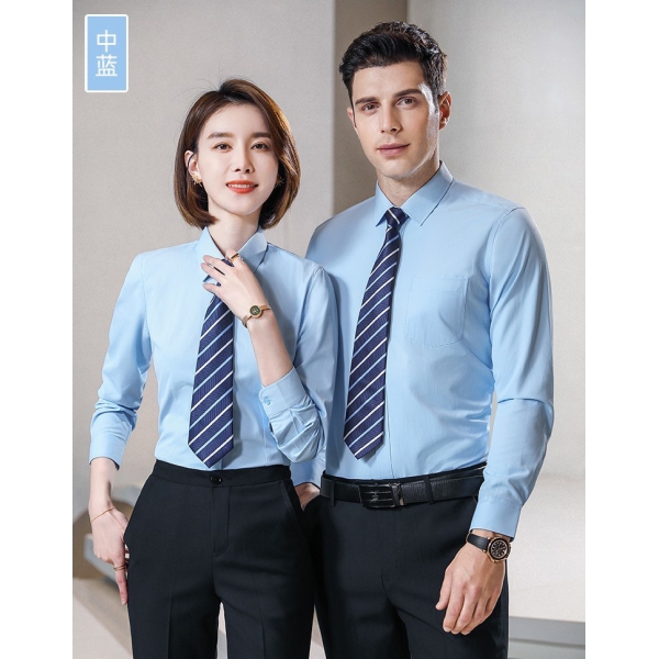 中蓝色长袖衬衫同款
