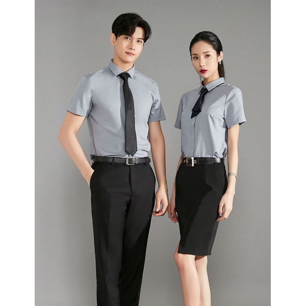 短袖灰色衬衫同款