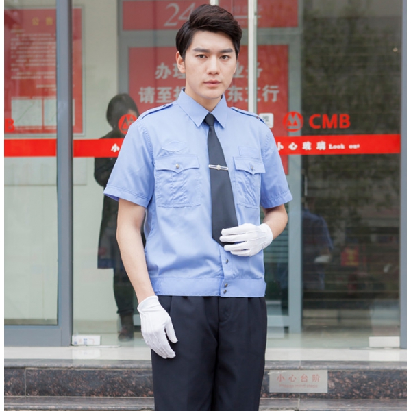 保安蓝色短袖衬衫
